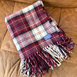 Vintage 70s Pendleton Virgin Wool Motor Robe Blanket Plaid Fringe Lap Steamer